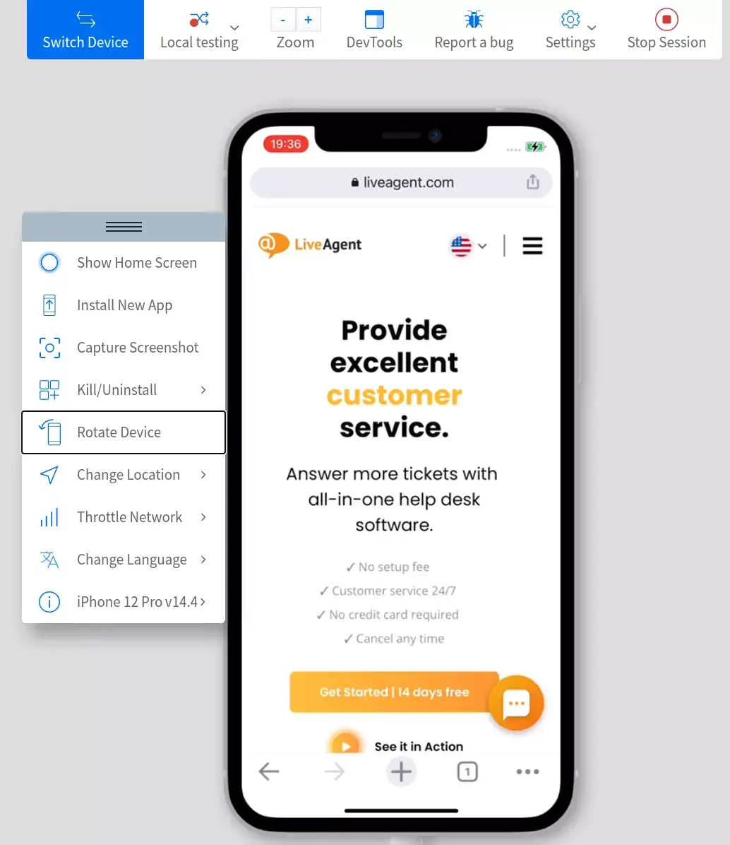 BrowserStack lehe simulatsioon