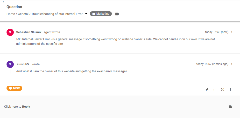 Kliendi foorumi pilet LiveAgentis