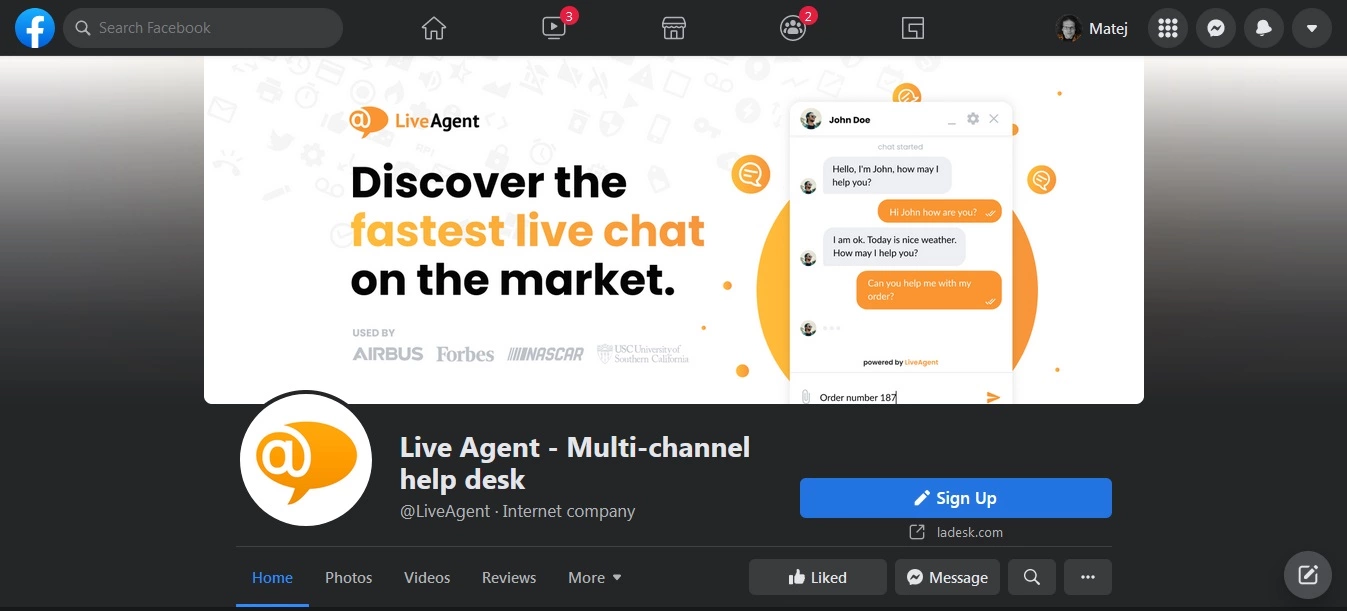 LiveAgent – Facebooki leht