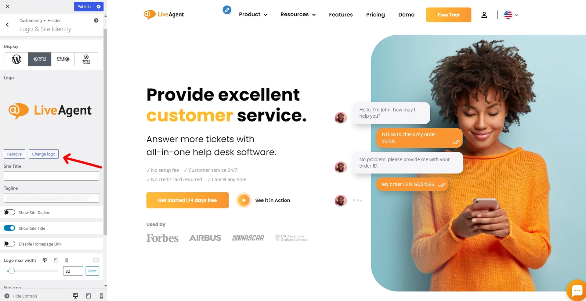 Päise logo linkimine avalehele