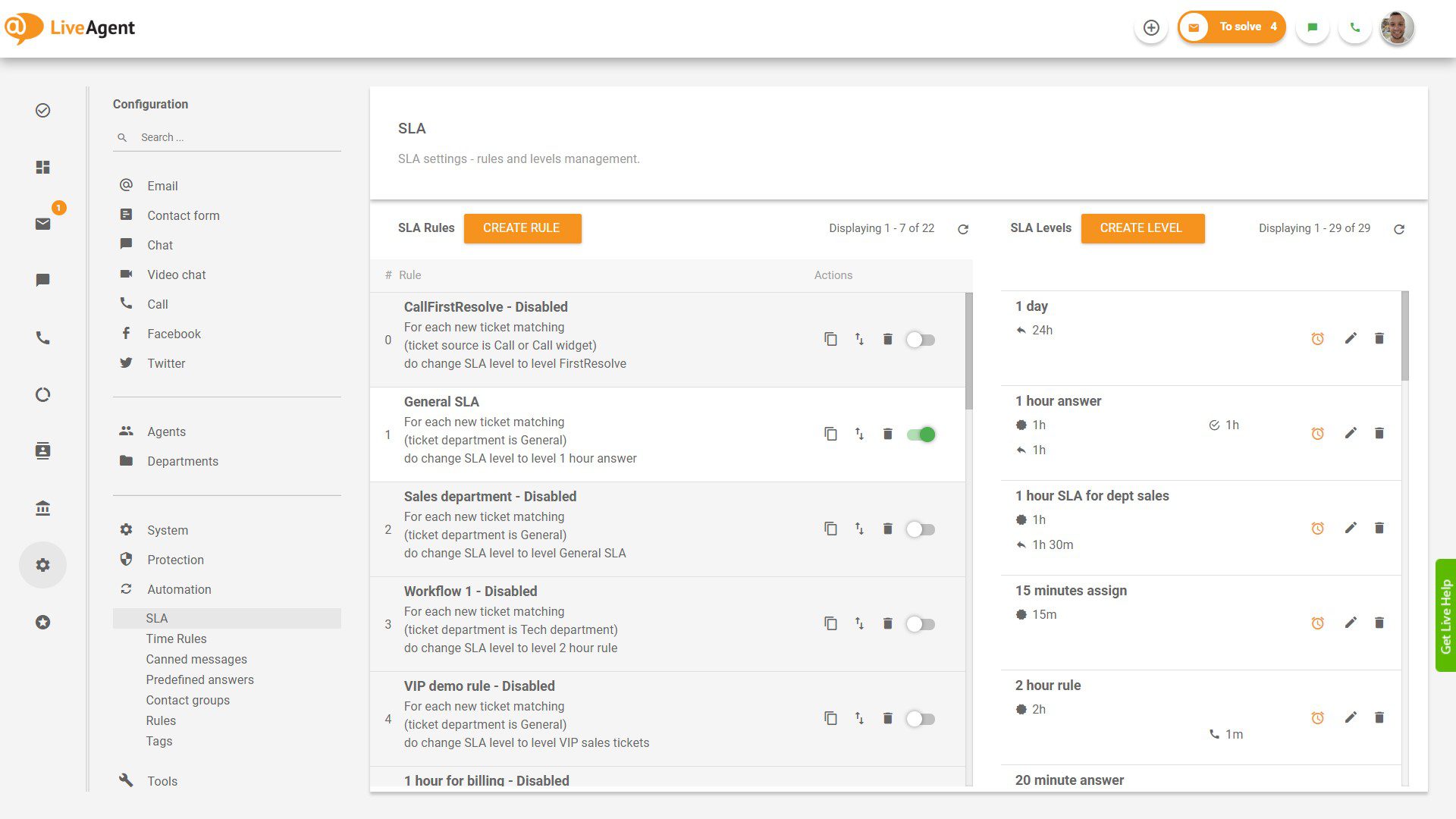 Aja reeglid LiveAgent'is