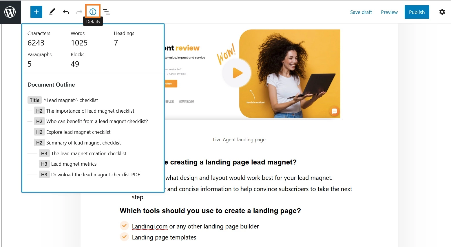 WordPress artikli üksikasjad