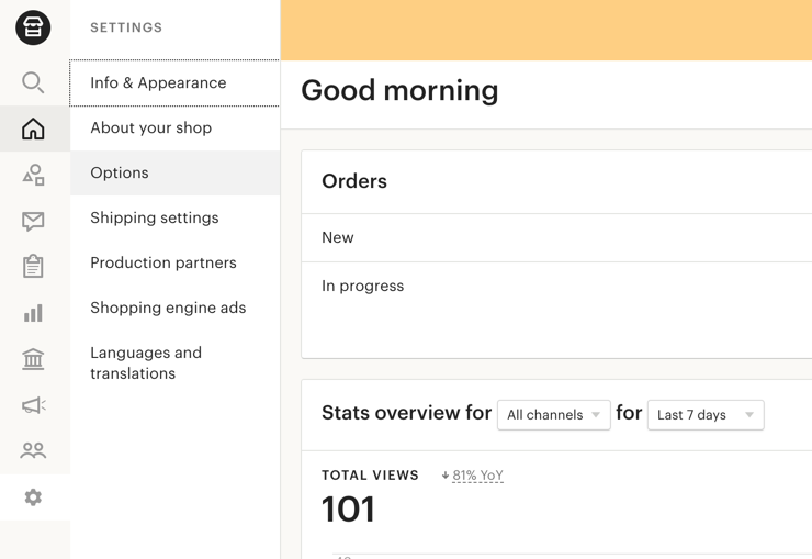 Etsy Shop Manager armatuurlaud
