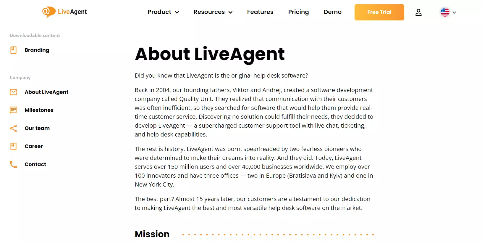 LiveAgenti About us leht