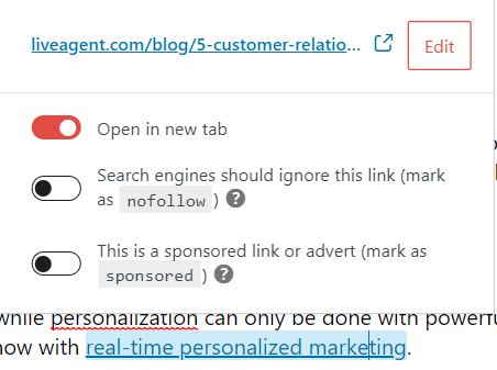 Liveagent sisemise lingi näide