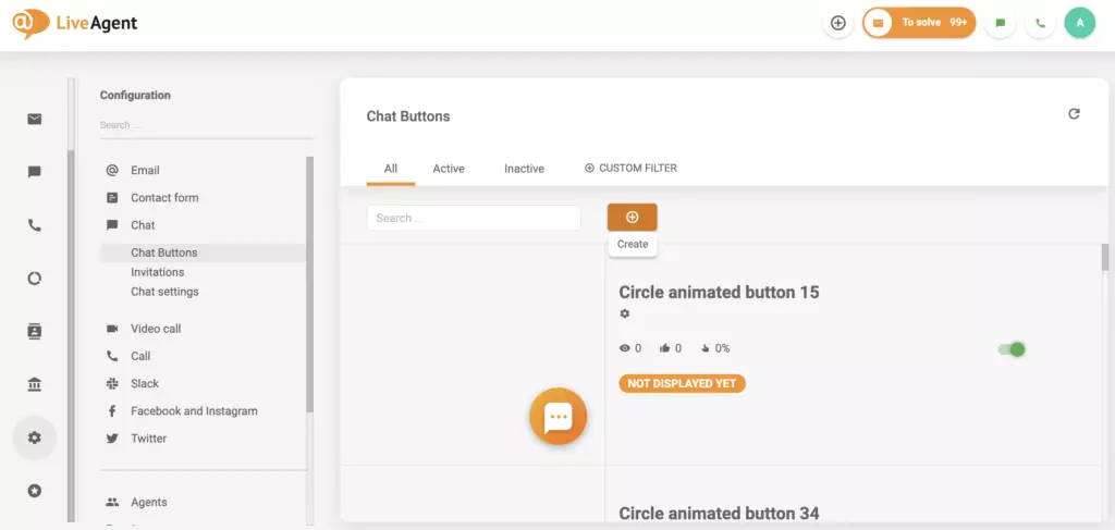 LiveAgent vestluse jaotise seadistamine