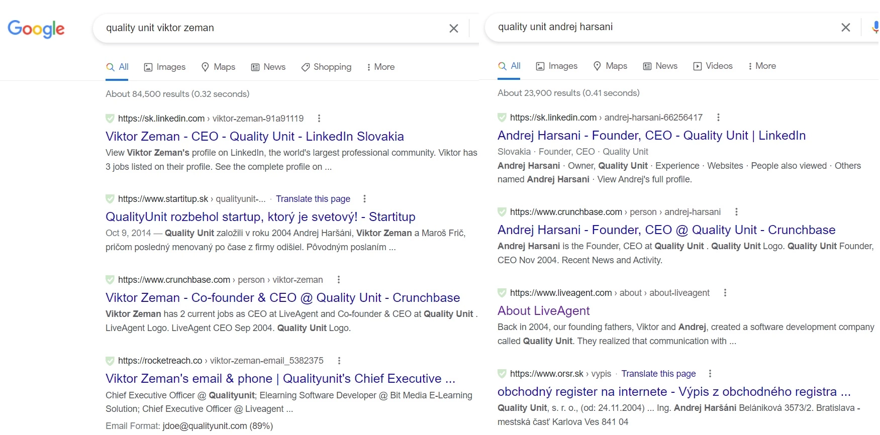 Quality Unit omanikud Google'i otsingutulemus