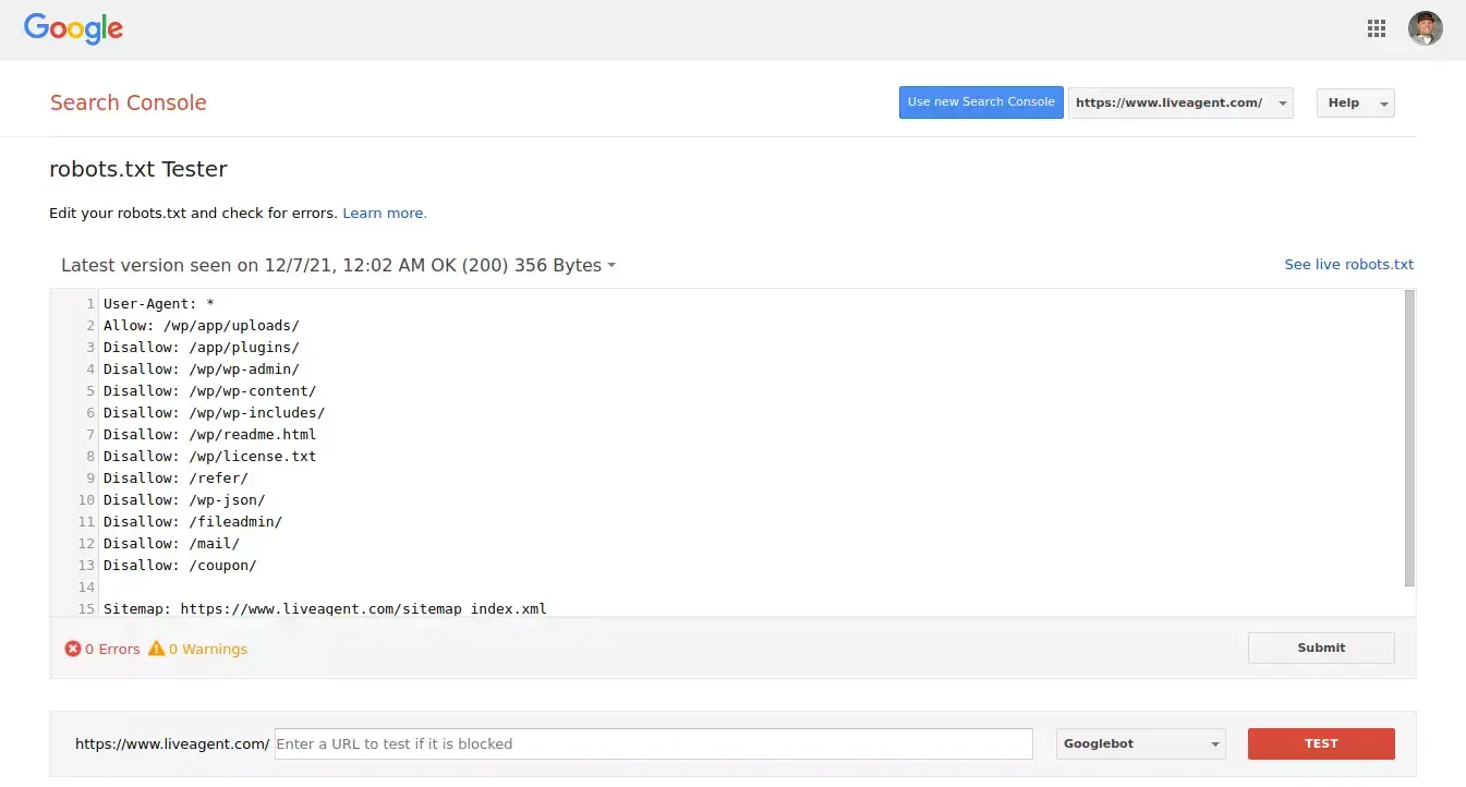 robots.txt testija tööriist