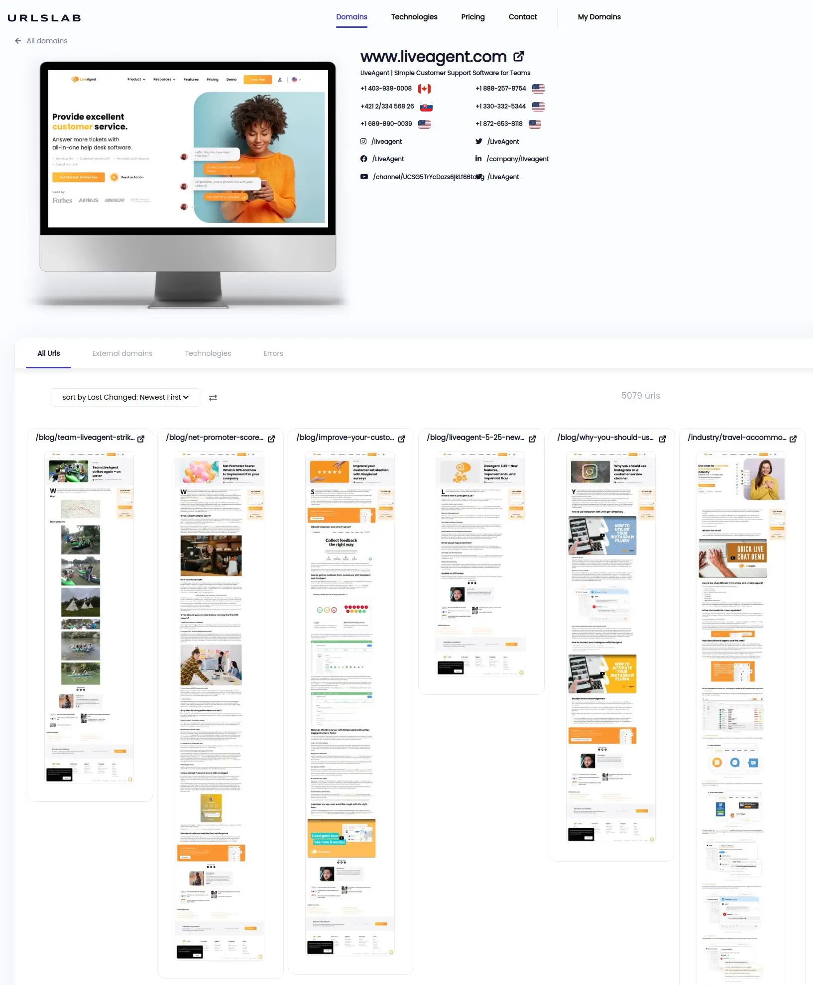 Kiire visuaalne ülevaade veebisaidi kuvatõmmistetest