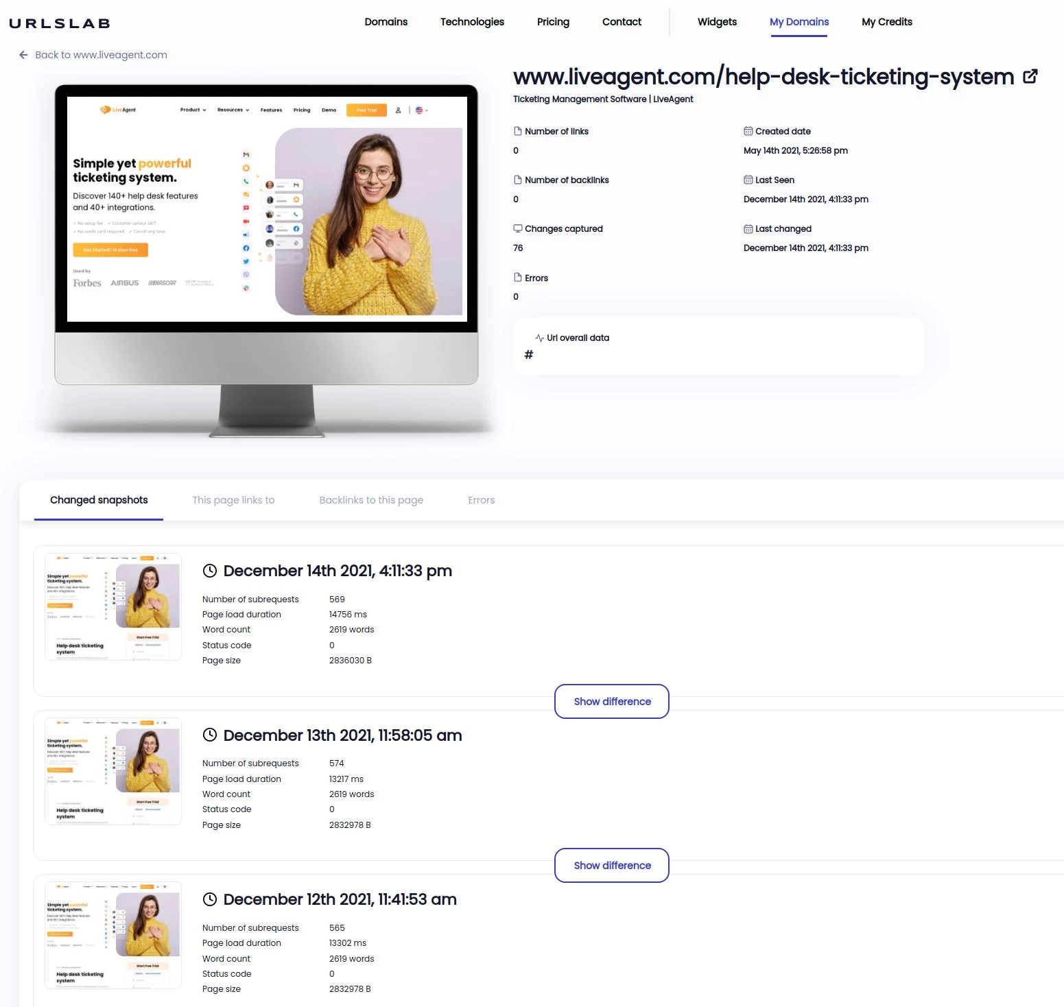 Saage iga päev kuvatõmmis oma veebisaidi igast lehest