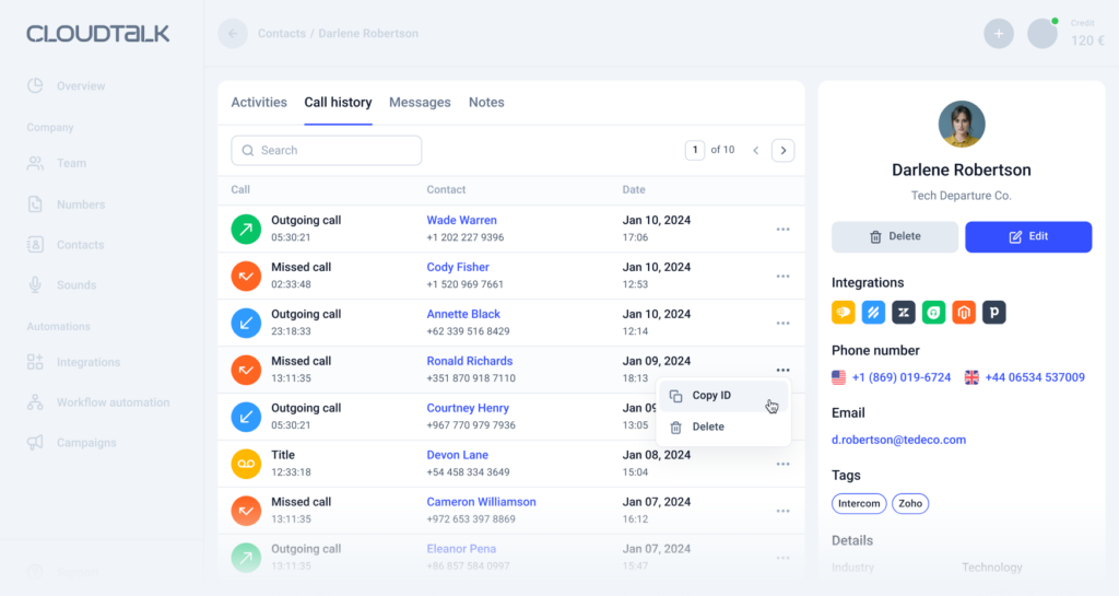 CloudTalki kasutajaliides