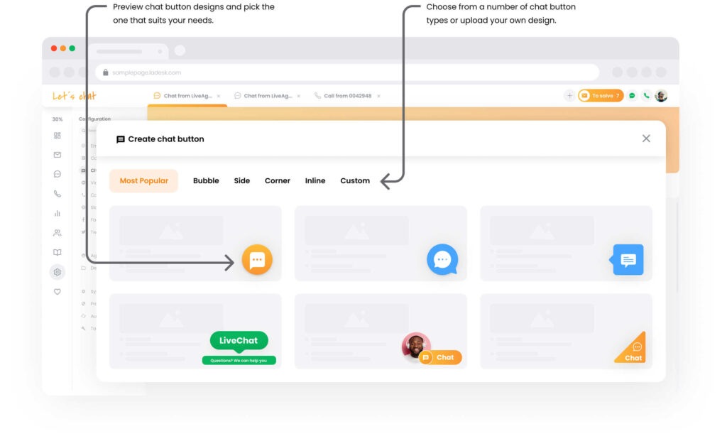 LiveAgenti vestlusakkende valikud
