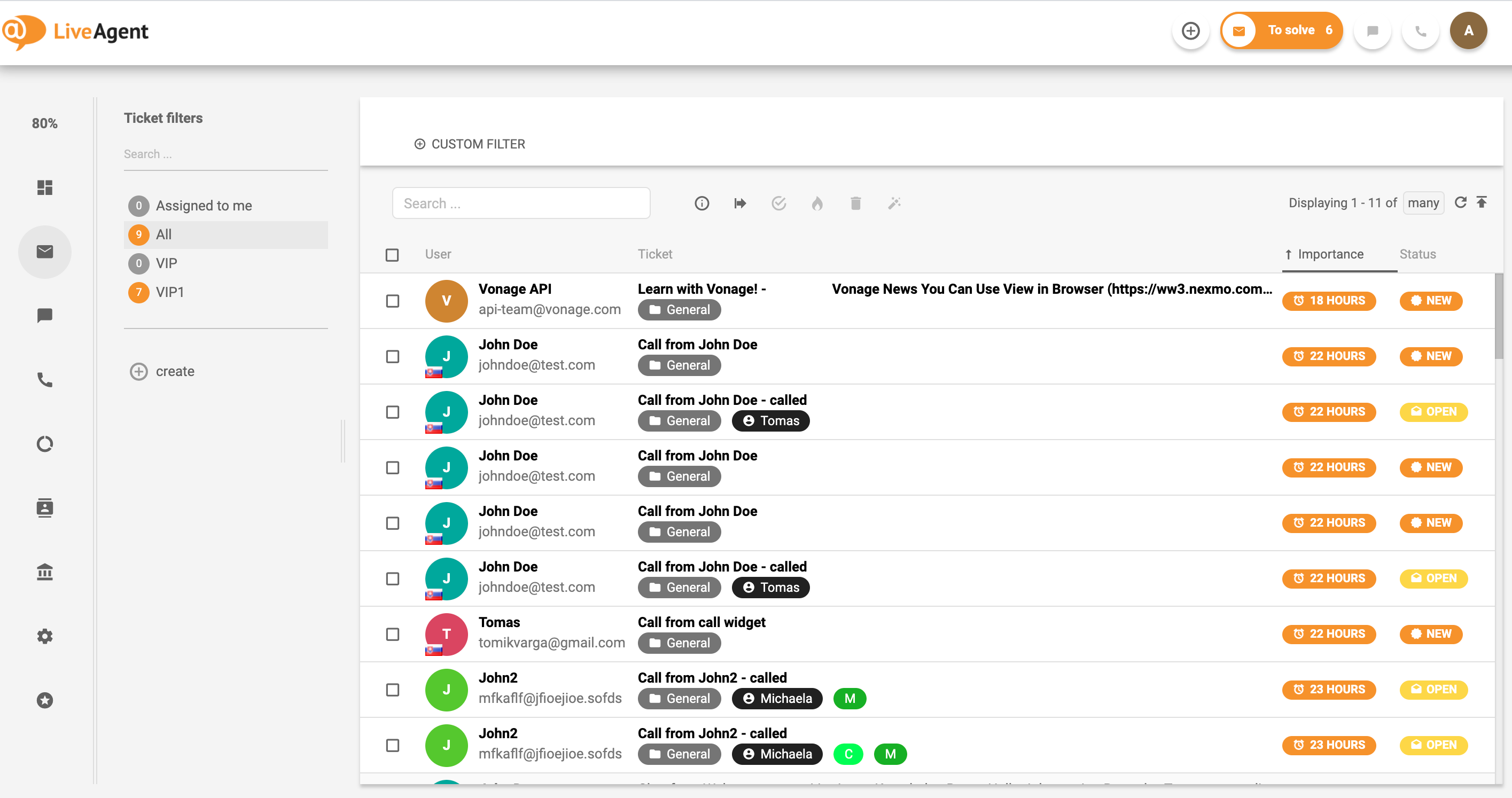 LiveAgent - kõik piletid - universaalne sisendkast
