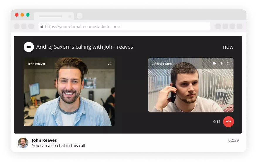Videokõne funktsioon Live chati tarkvara - LiveAgent