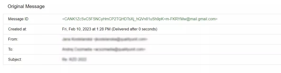 E-kirja sõnumi ID näide