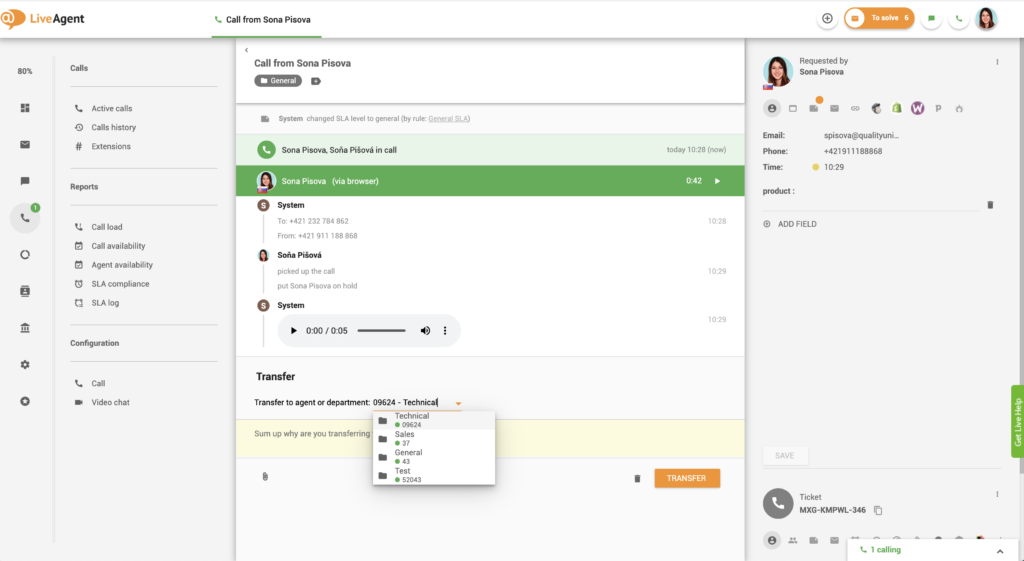 Kõne ülekande juhendatud kuvatõmmis