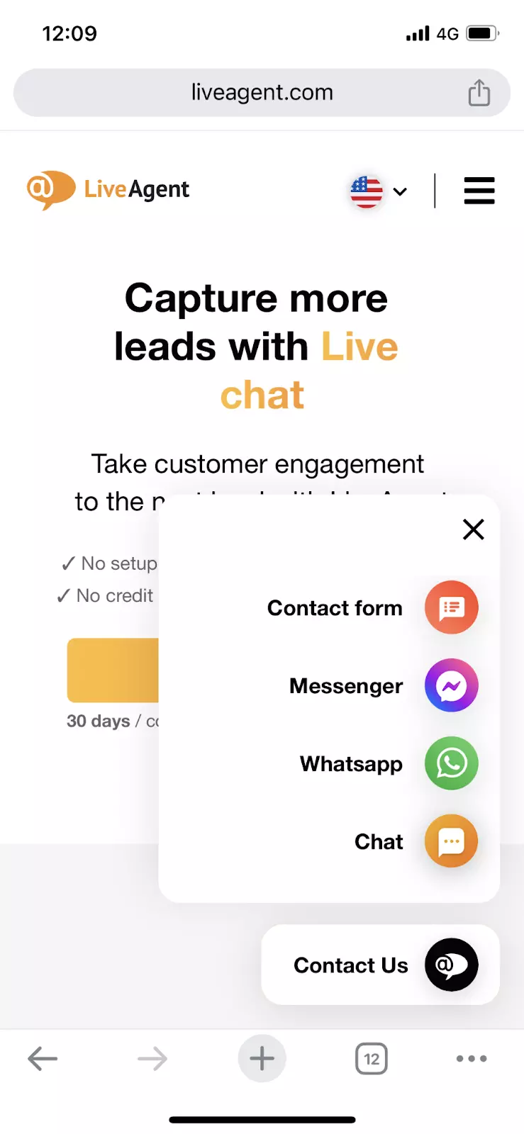 LiveAgent - live chati nupp mobiilis