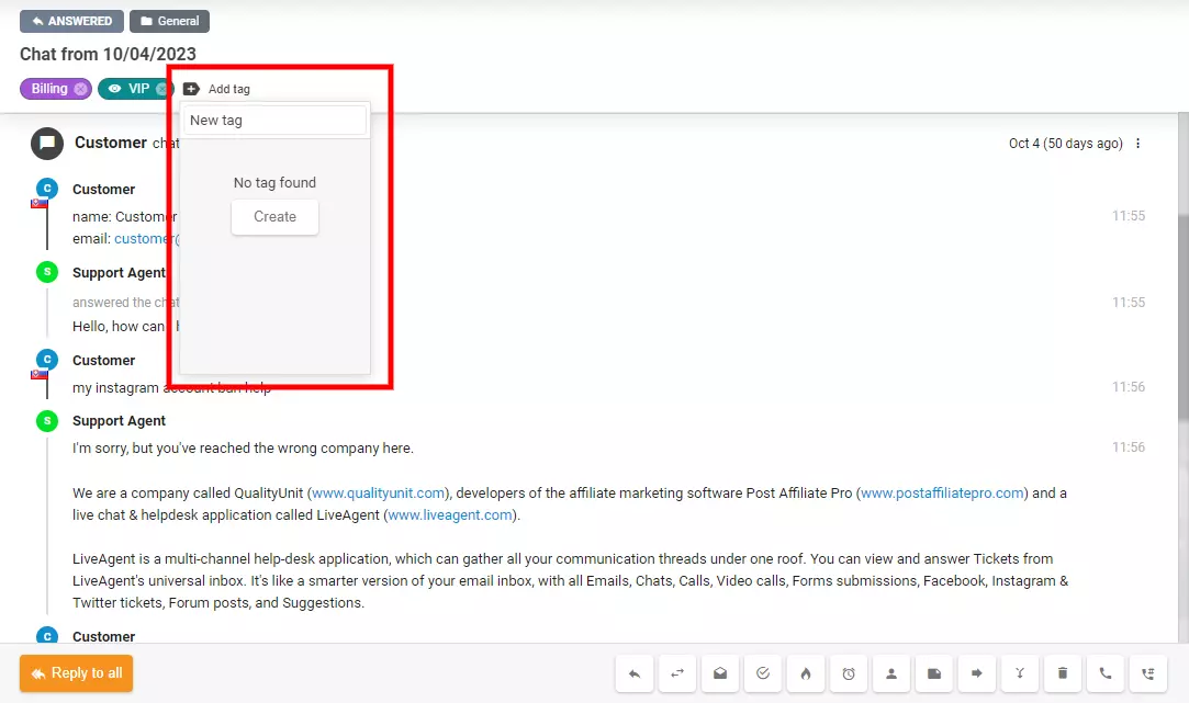 Pilt näitab, kuidas luua uus märgis otse toe sees