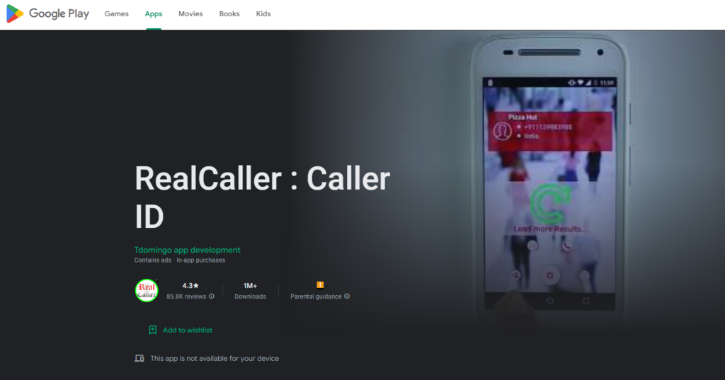 RealCaller: Caller ID Google Play veebisait