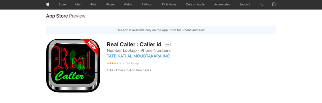 Real Caller: Caller id App Store veebisait