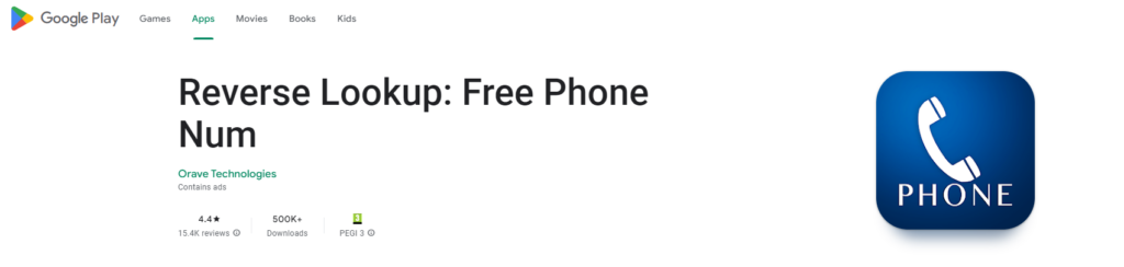 Reverse Lookup: Free Phone Num Google Play veebisait