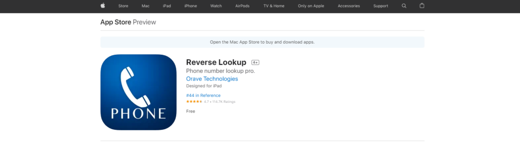 Reverse Lookup App Store veebisait