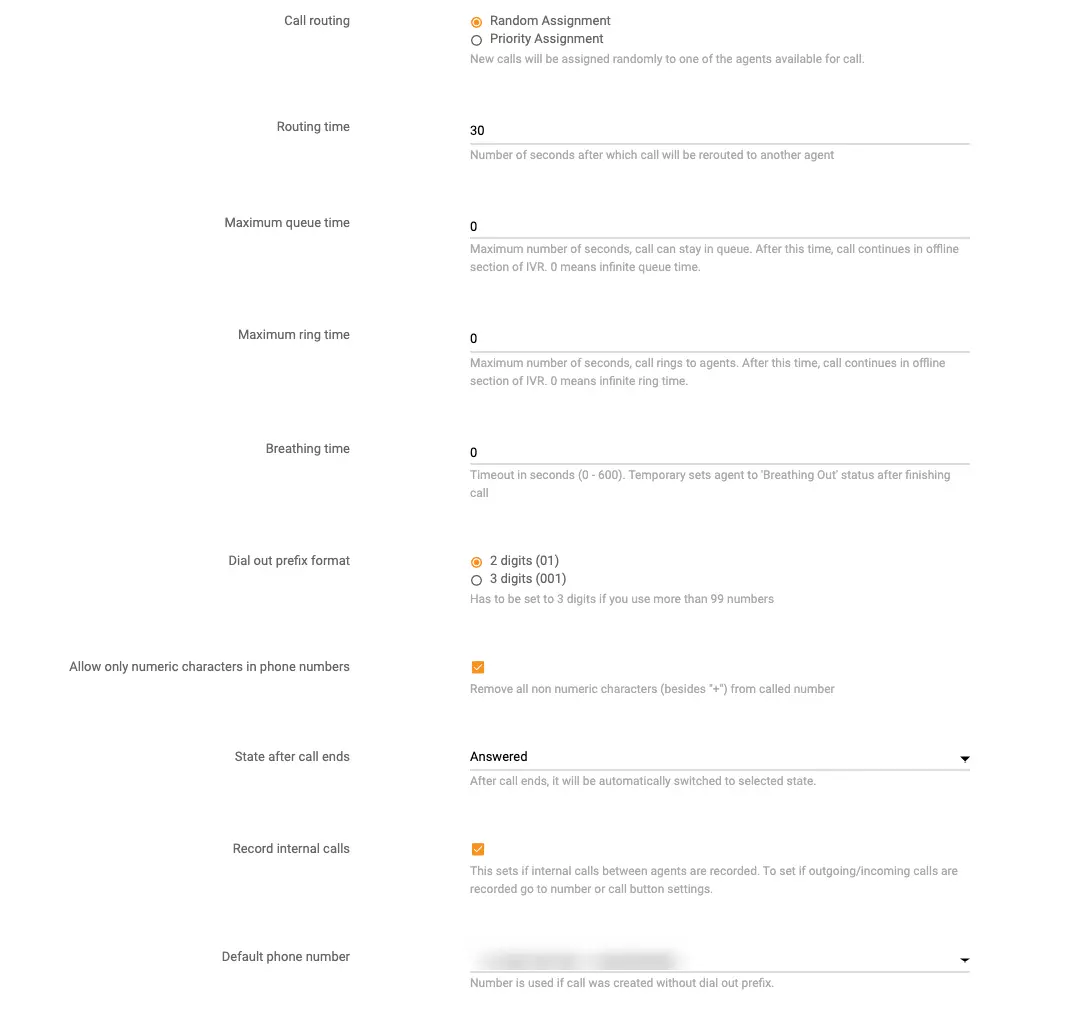 Kõnete seadete konfigureerimine