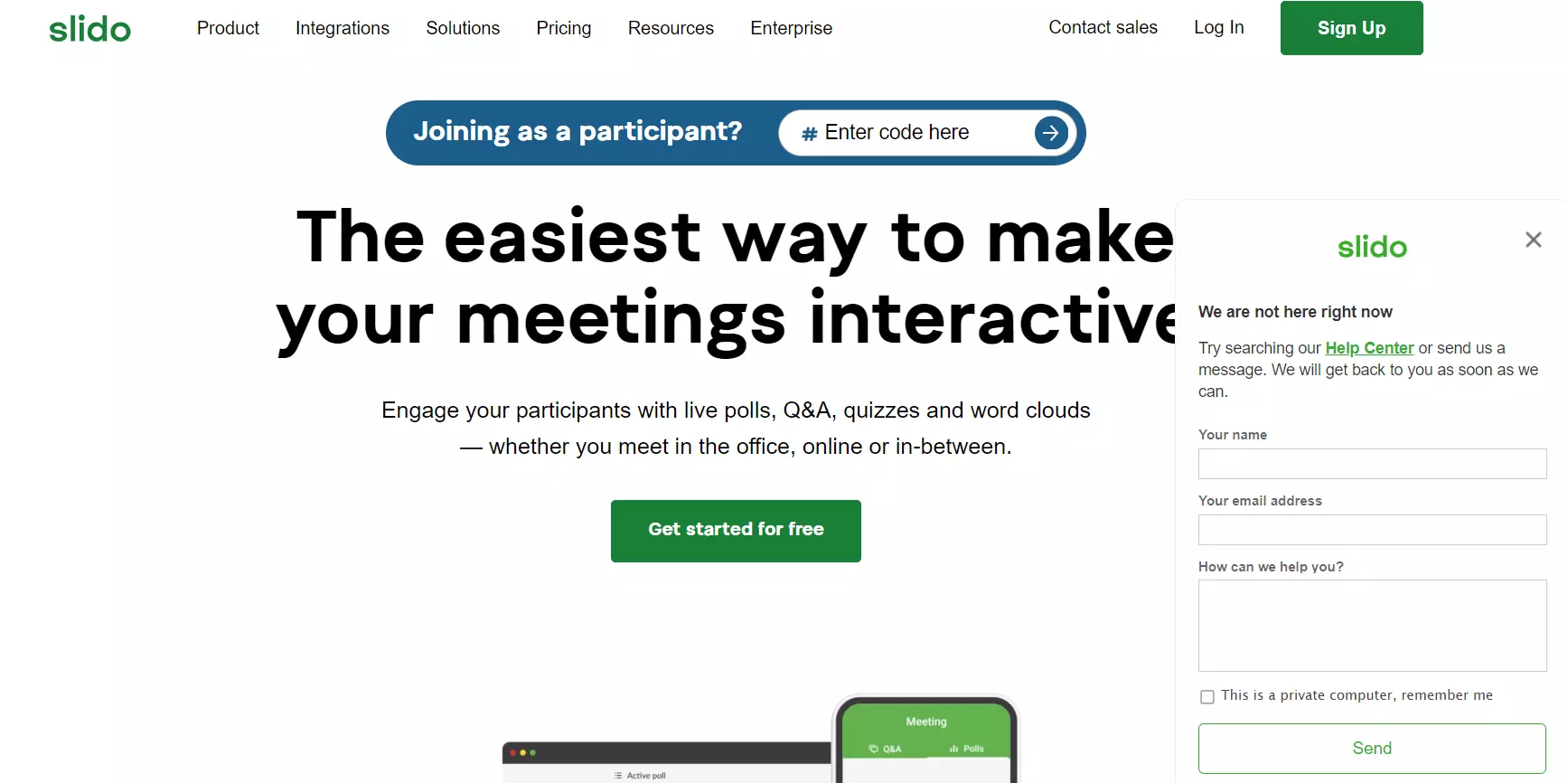 Slido koduleht nende vestlusakkendega