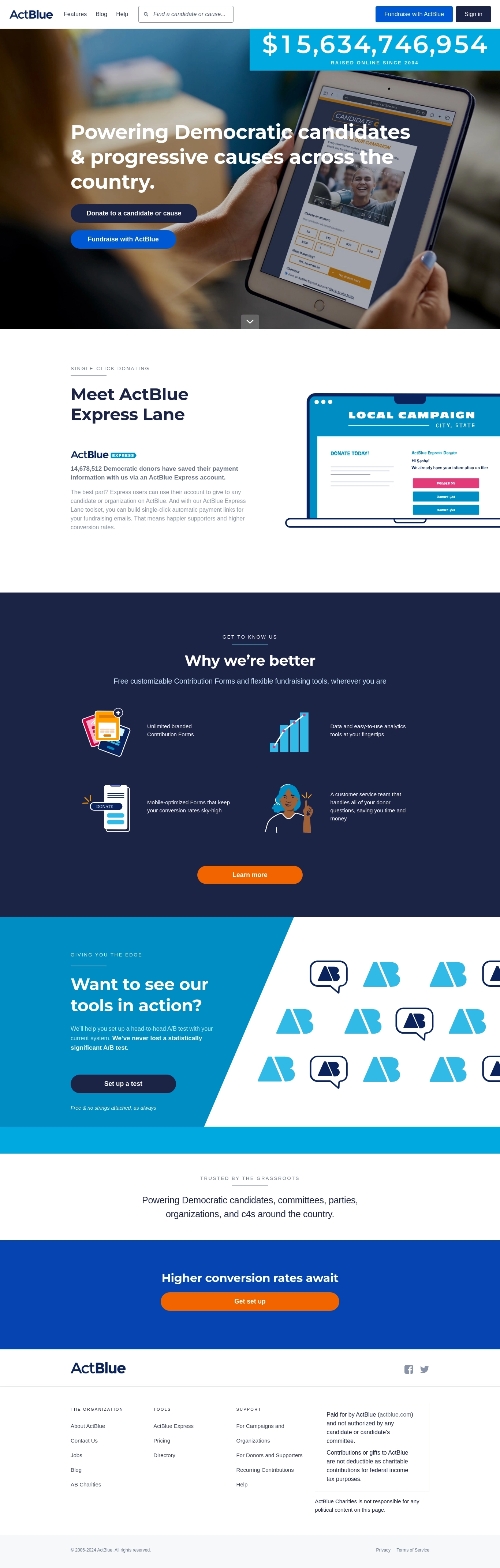 ActBlue'i abikeskuse kontaktid