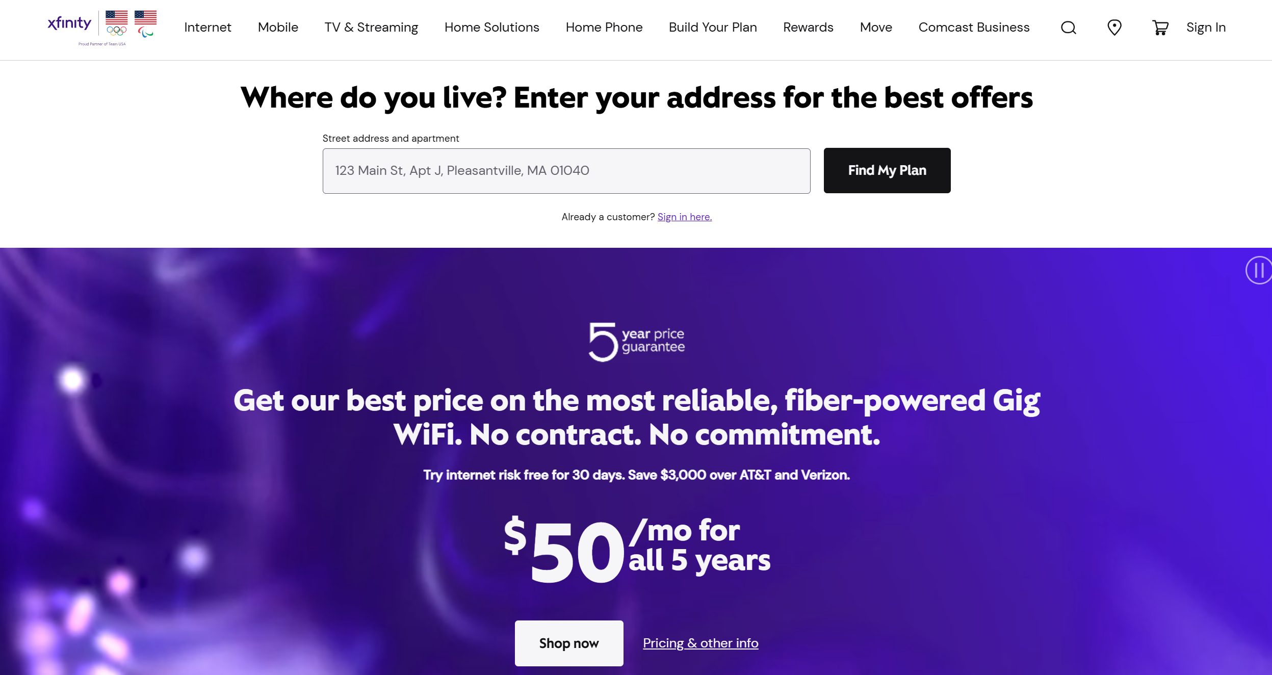 Xfinity kasutajatoe kontaktid