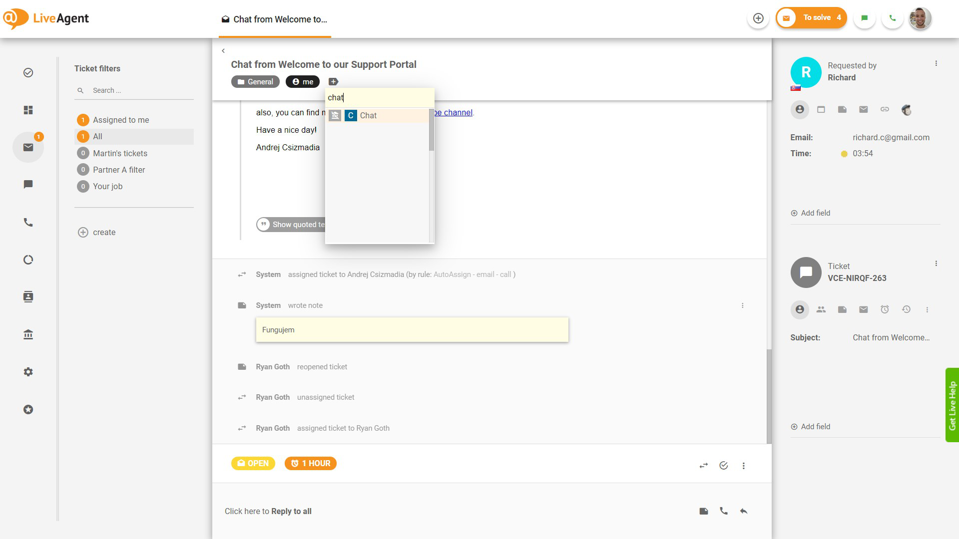 Sildi lisamine piletile LiveAgentis