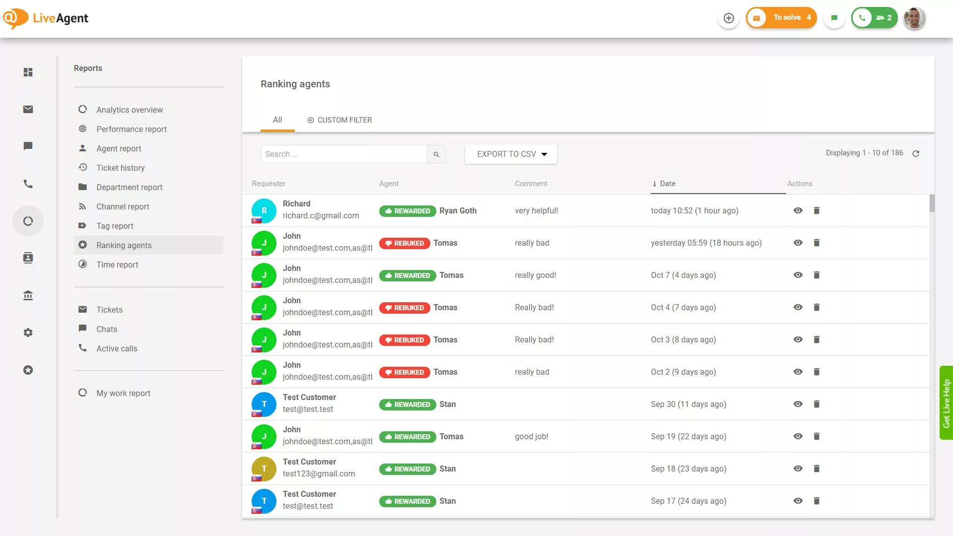 Agendi järjestuse ülevaade aruannetes