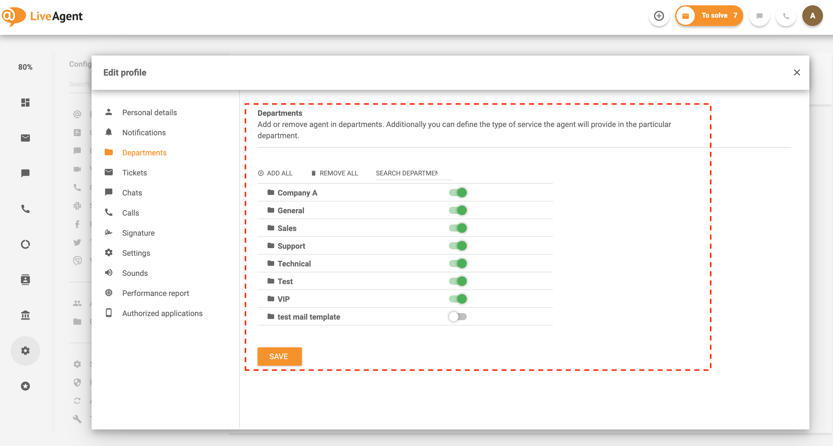 Määrake agendid osakondadele-LiveAgents