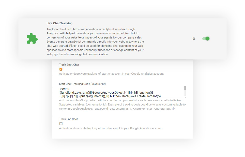 Vestluse sisseehitatud jälgimine LiveAgentis