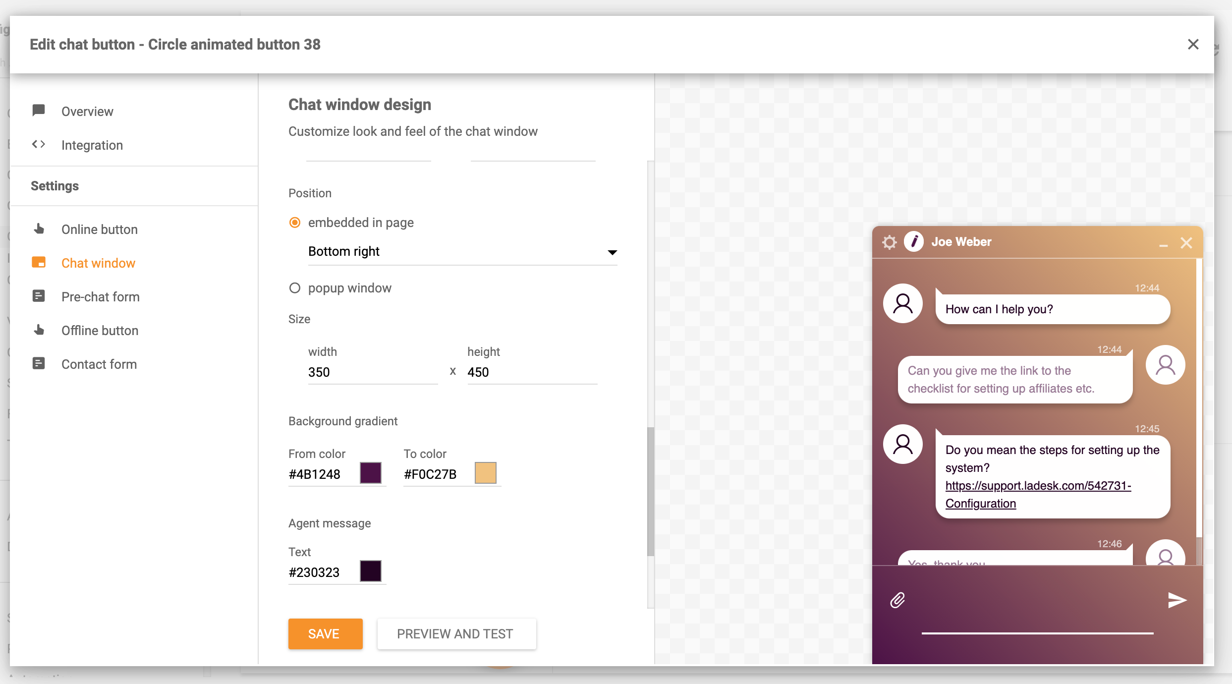 Vestluse akna dokimise funktsioon