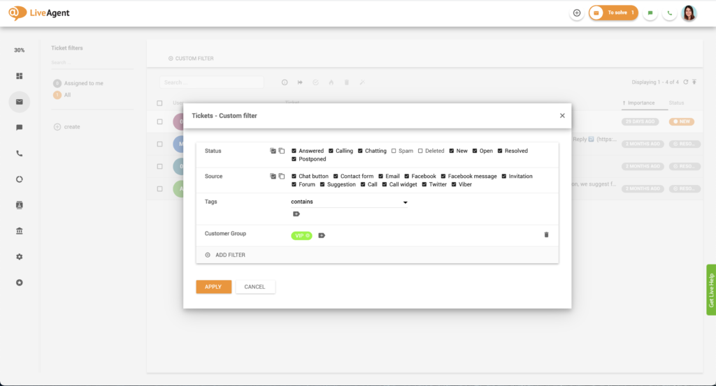 Kontaktirühma filtreerimine