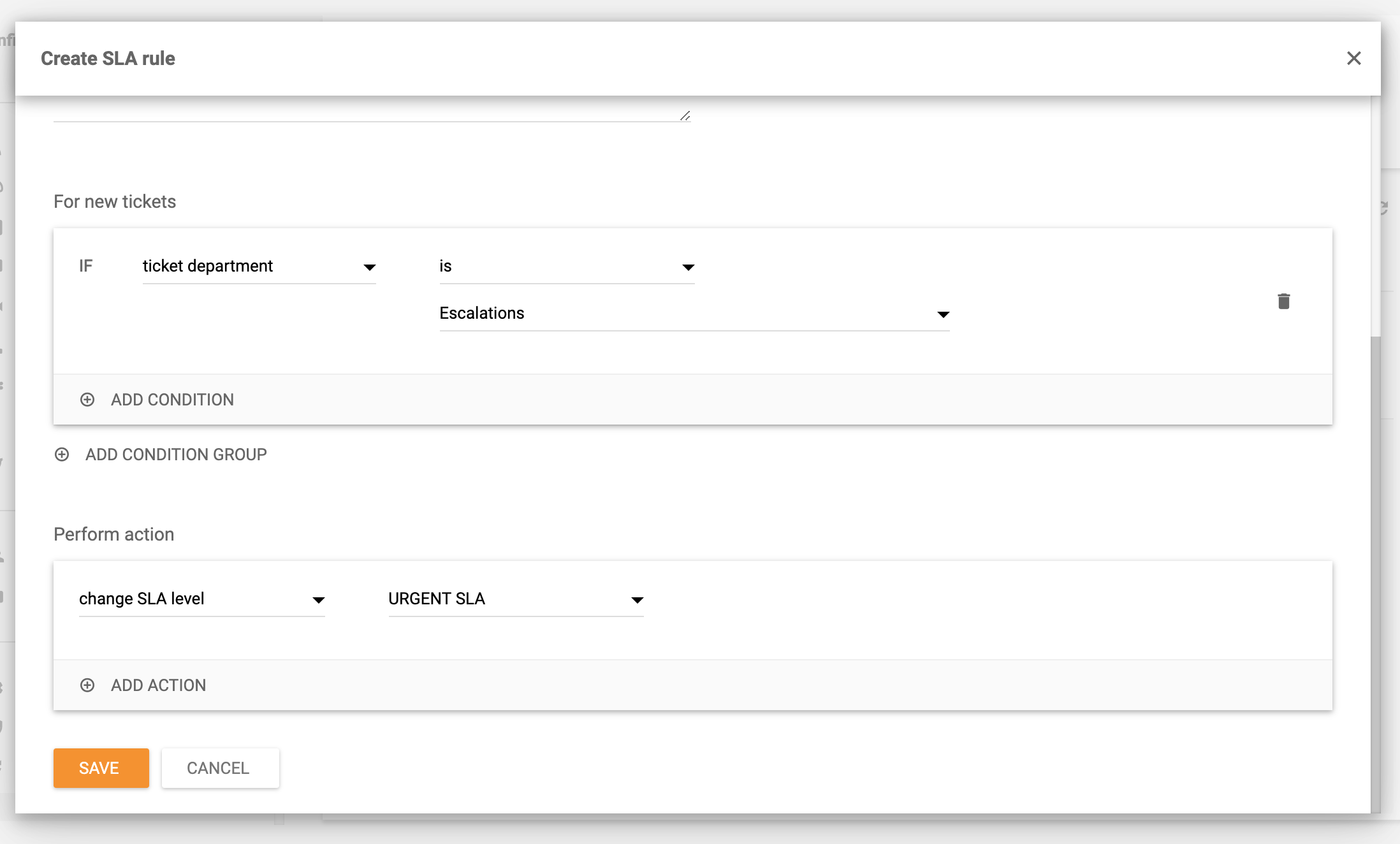 Looge SLA reegel LiveAgentis