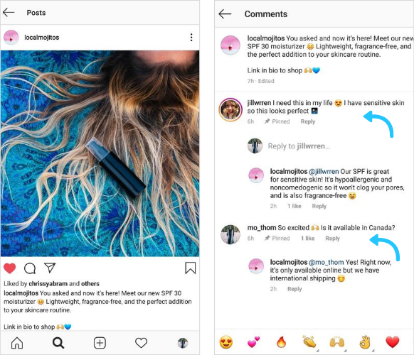 Instagrami kinnitatud kommentaarid