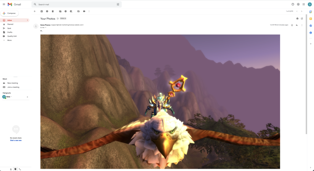 Näide tekstisisesest kleepsitud pildist e-postis