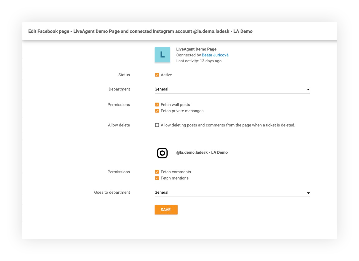 Instagrami funktsioon LiveAgentis