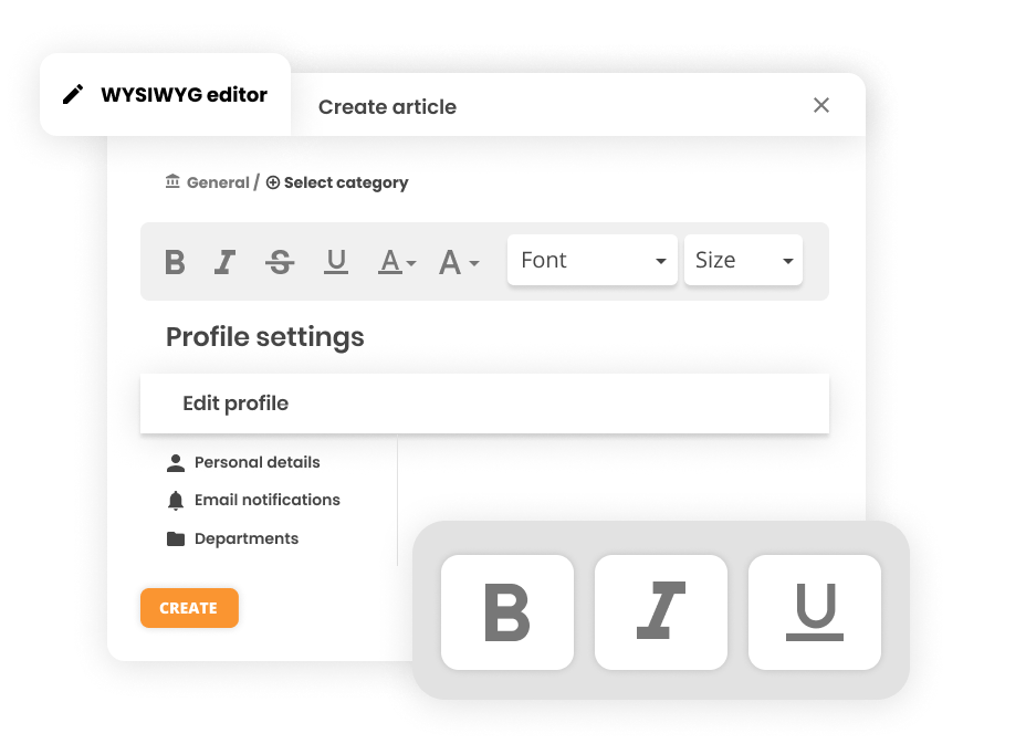WYSIWYG-redaktor abikeskuse tarkvaras - LiveAgent
