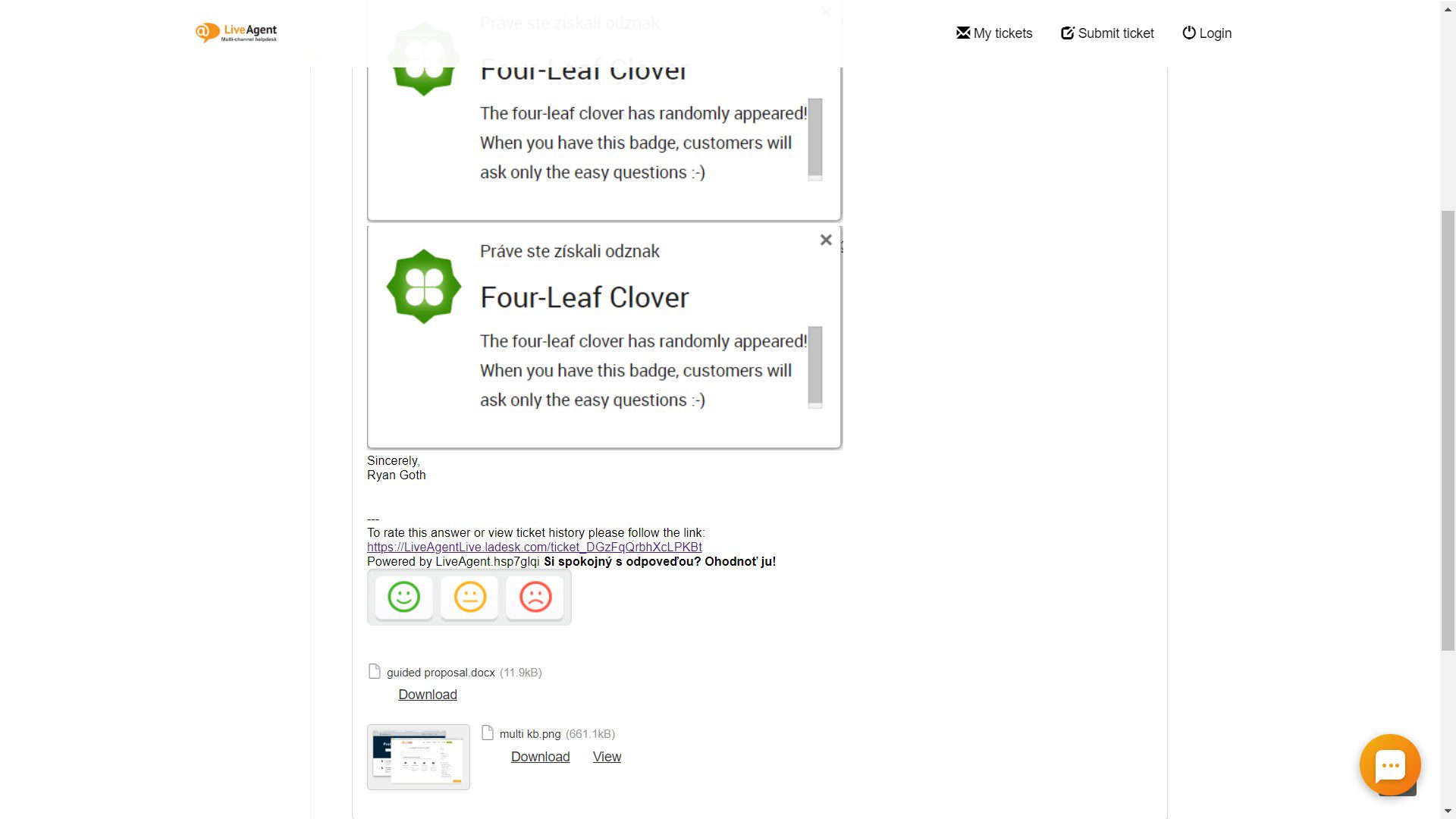 Saatke kogu piletite ajalugu kellelegi, jagades klõpsatavat linki