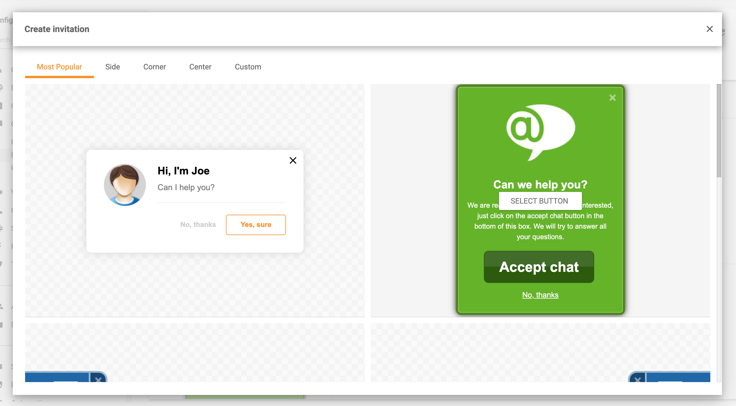 Proaktiivsete vestlusekutsete funktsioon LiveAgentis