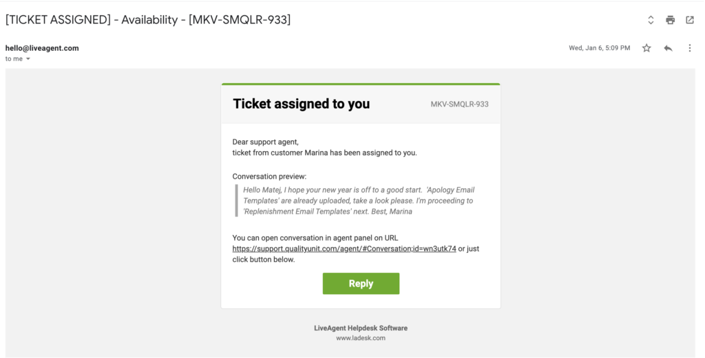 Vastutuse e-posti teatise