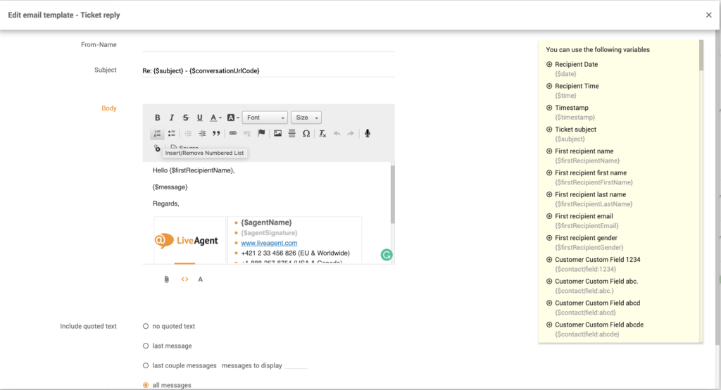 E-posti malli kohandamine