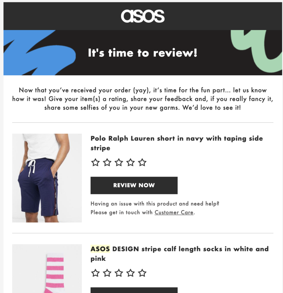 Asos ostujärgne e-posti mall