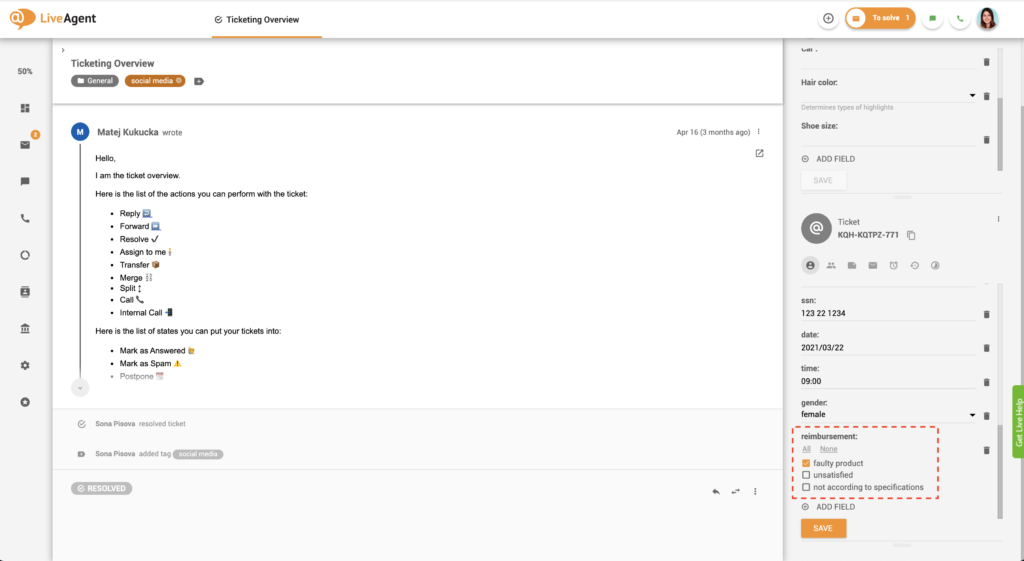 Piletite väljade märkeruudu rühma näide