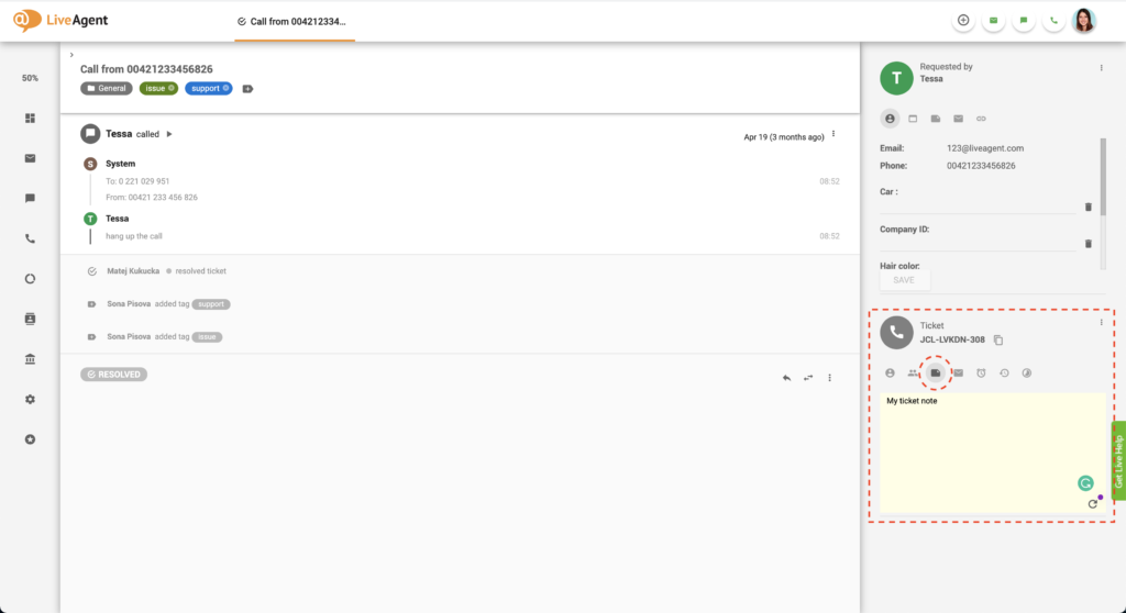 Pileti väli abiteenuse märkme
