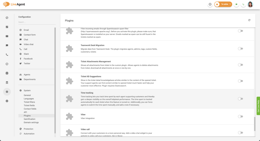 Aja jälgimise plugina aktiveerimine