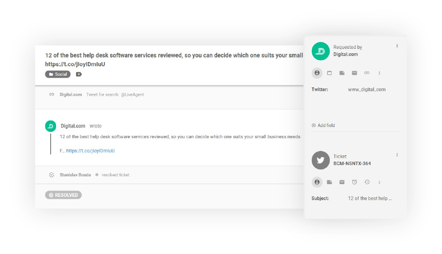 Twitteri pilet LiveAgentis